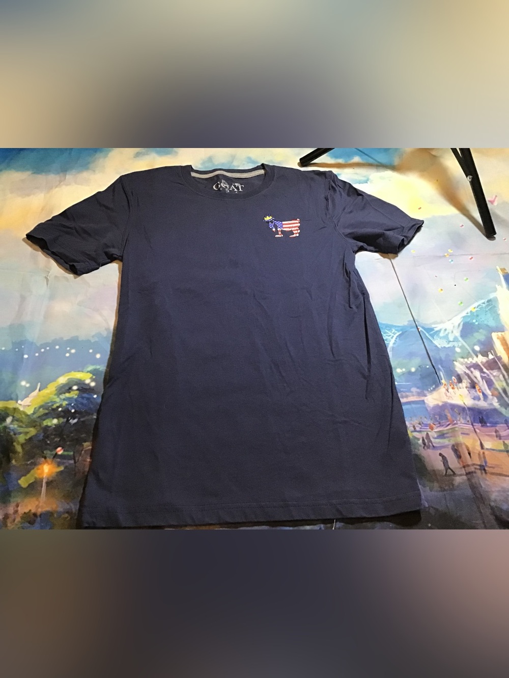 GOAT USA Navy Short Sleeve Tee with Flag Goat Graphic Size XS